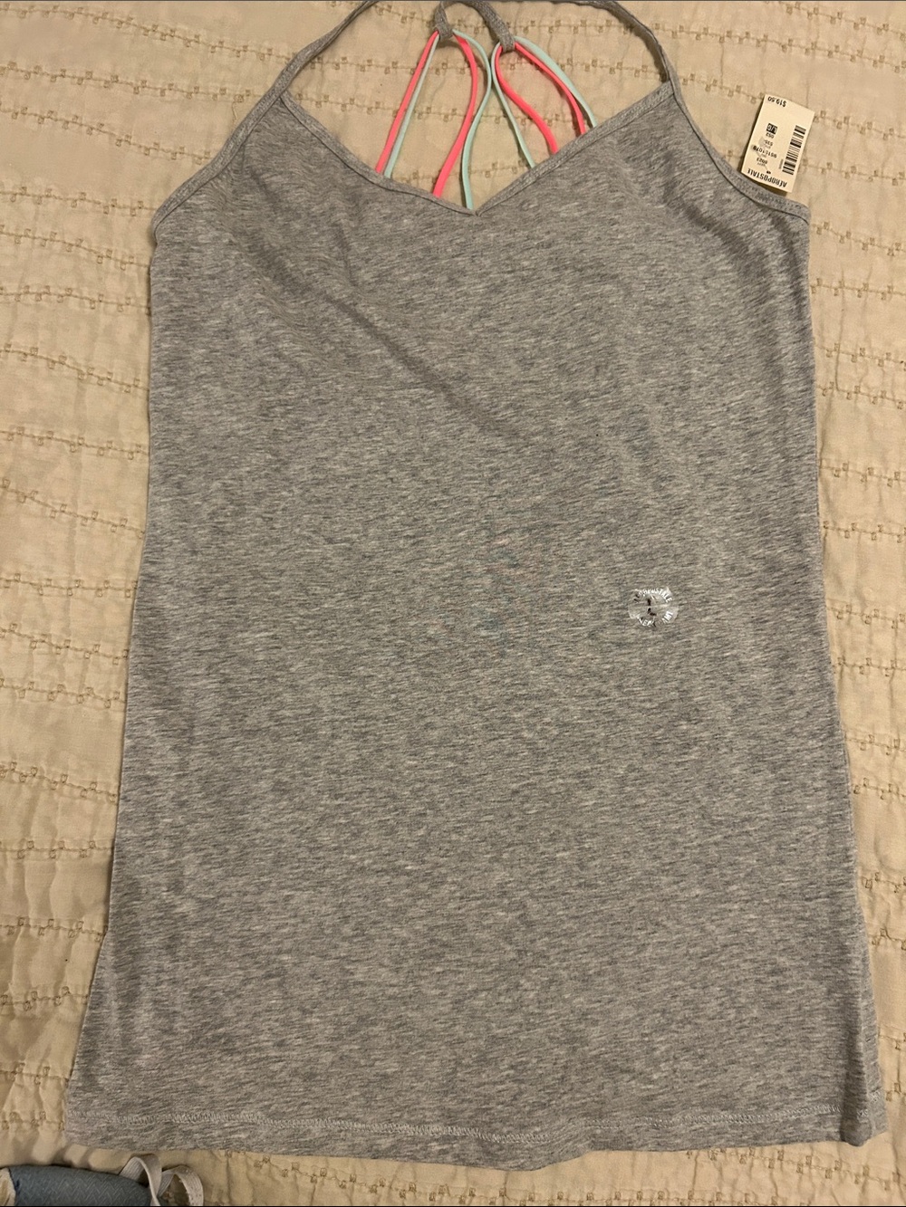 Aeropostale Gray Tank Top with Pink & Mint Straps